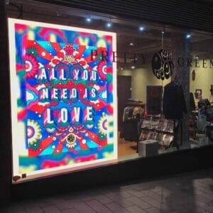 LED SCREENS IN PRETTY GREEN WINDOWS – LONDON AND LIVERPOOL
