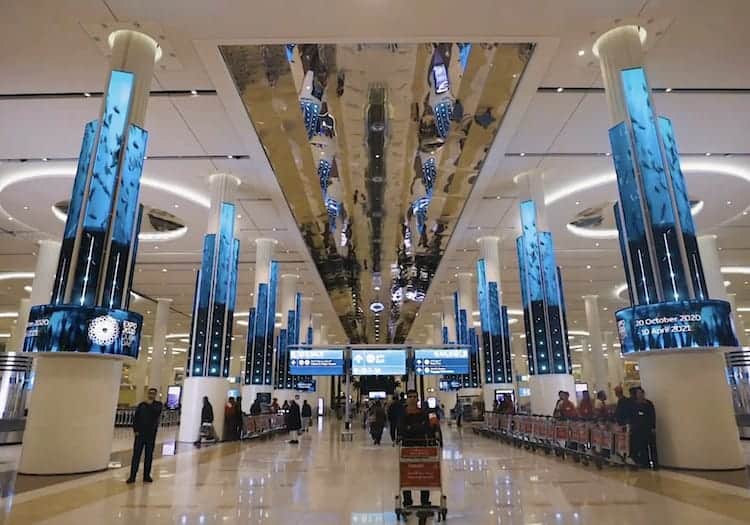 Offense Filth ceiling Dubai Airport with LED Screens at Arrivals T3 - Dynamo LED Displays