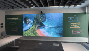 Close‑up of sub‑1mm pixel pitch LED surface (0.93mm).