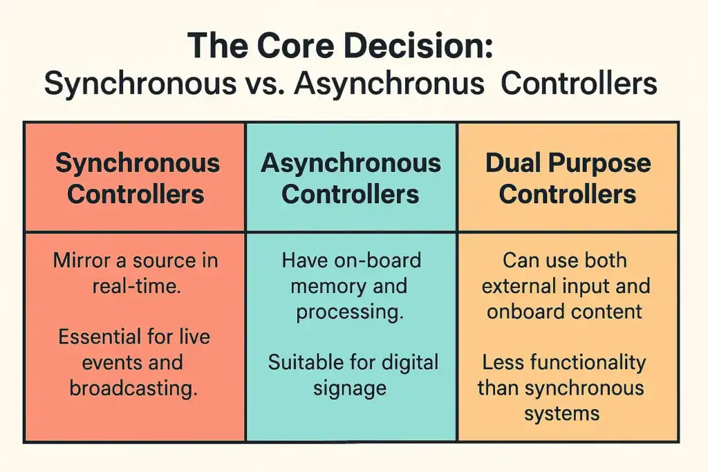 comparing asynchronous, synchronous and mixed LED controllers
