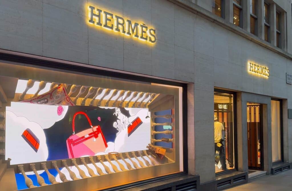 High-brightness LED display installed in a retail shop window