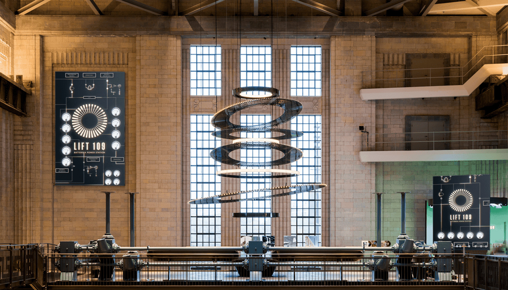 Large-format LED video wall installed at Battersea Power Station, delivering dynamic digital content in a public attraction environment