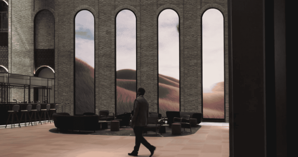 Four recessed LED arches operating in the foyer at 40 Leadenhall, London.