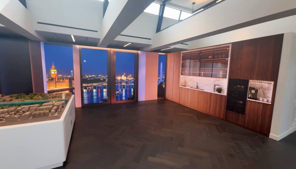 Immersive LED marketing suite Westminster Tower luxury residential development Bruton Street Mayfair