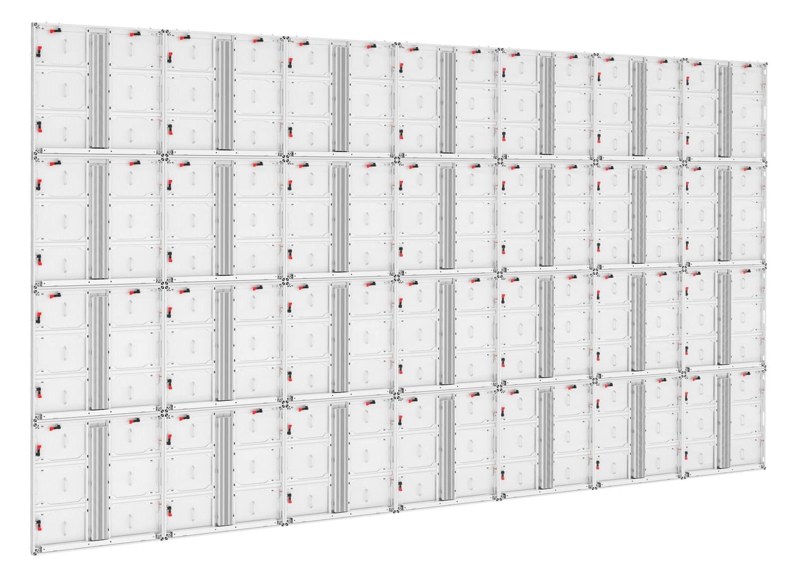 DHB Series outdoor LED cabinets assembled as a 12 x 4 screen, rear service side