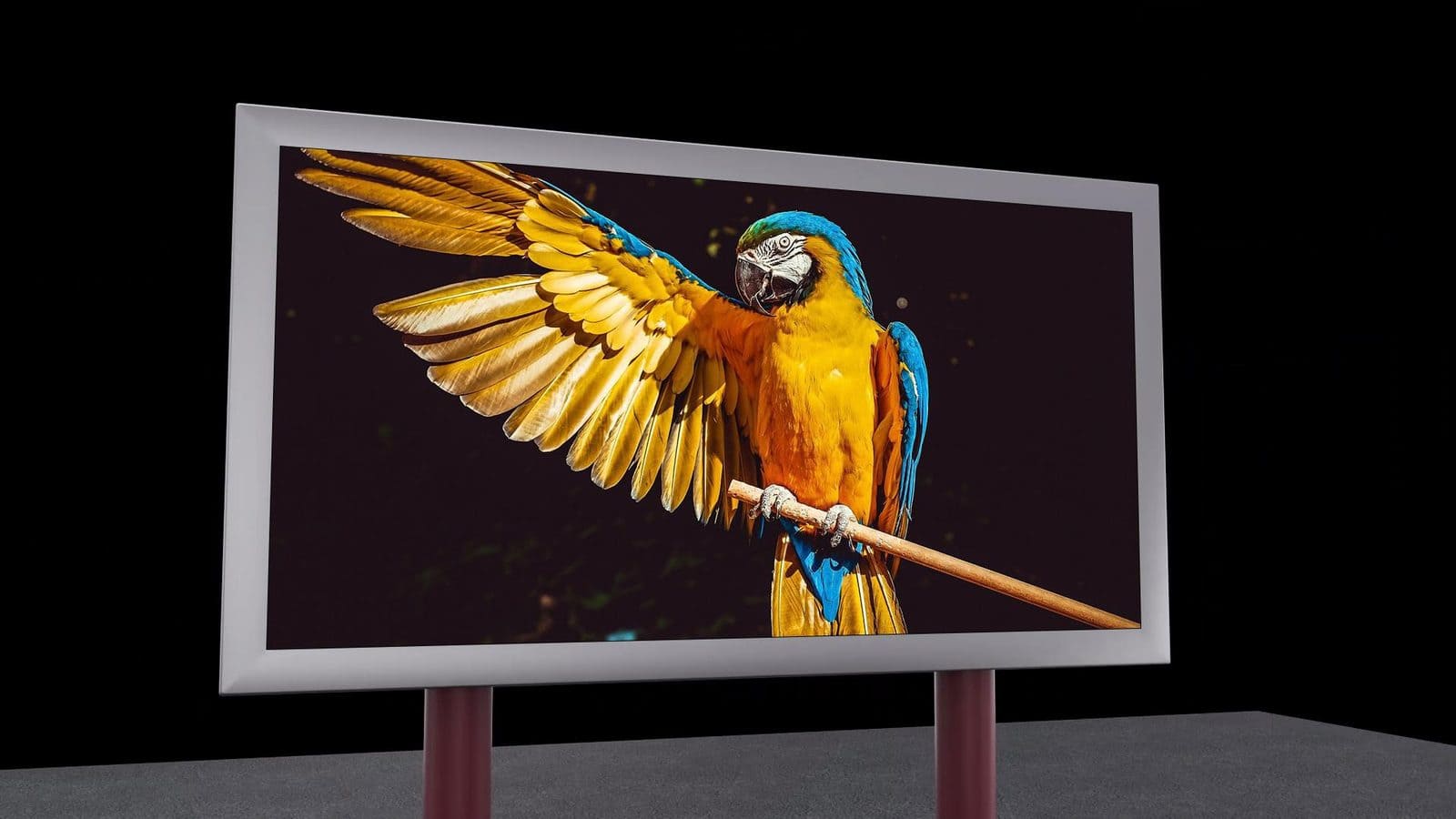 DHB Series high brightness LED screen on a foot-mounted roadside frame (render)