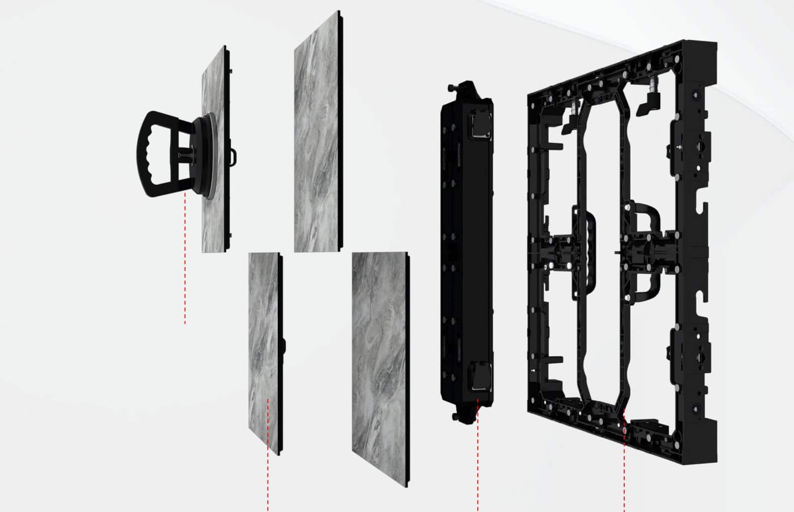 DSK Series front service: suction tool, finish panels and LED modules, control unit and cabinet frame